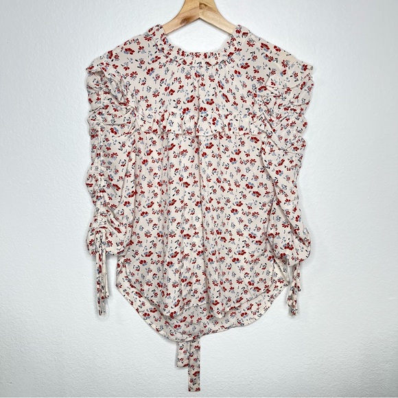 Veronica Beard Howell Blouse White Multi Floral Silk Bohemian Breathable Light - Picture 4 of 10